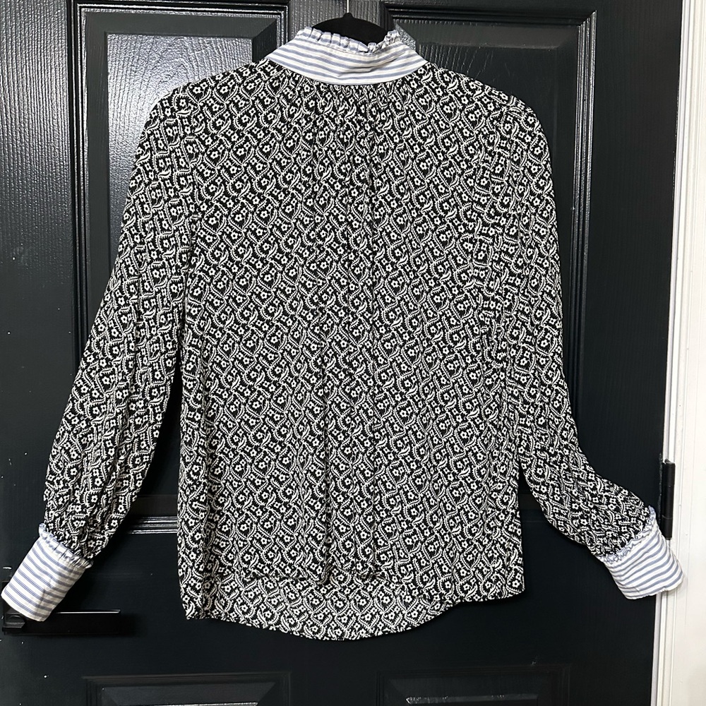 Zara floral & stripes turtle neck cotton shirt.